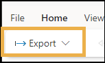 Home tab with a yellow highlight around the Export drop down menu.